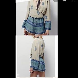 Free People bell-sleeve paisley romper